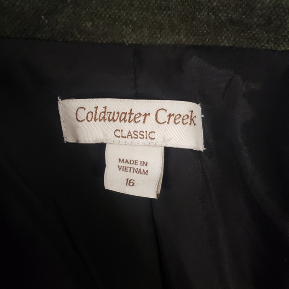 Lined Tweed like Moto Jacket Cotton / Wool Olive Green Coldwater Creek Size 16 - Picture 6 of 8